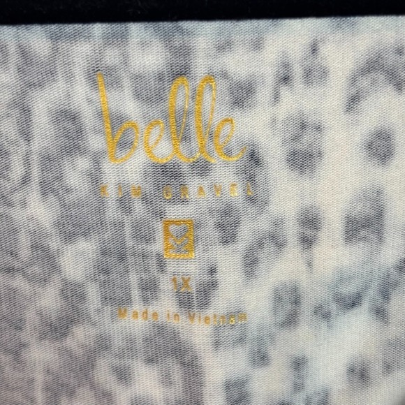 Belle Kim Gravel Womens Blue Leopard Print Long Sleeve Stretch Top sz 1X Comfort - Picture 4 of 10